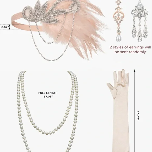 Blush Pink Art Deco Sequin Flapper Dress - Picture 3 of 7